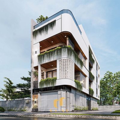 Nhà phố xanh hiện đại - Nhà anh Sơn Phối cảnh nhà anh sơn - Mặt tiền nhà phố