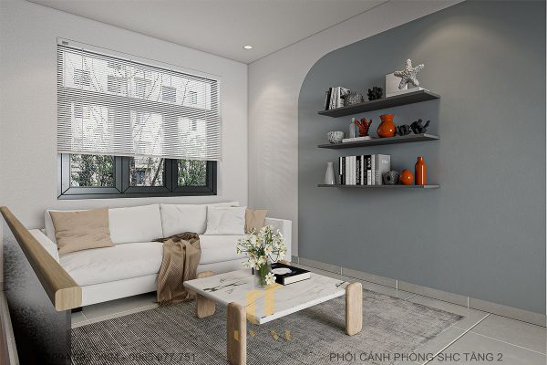 Phối cảnh nhà anh Tiến - phòng sinh hoạt chung t2