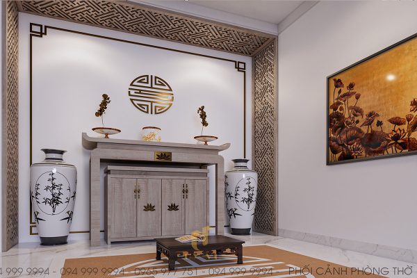 Không gian thờ phụng được đặt ở vị trí riêng biệt trong căn nhà mang lại sự yên tĩnh, thanh tịnh
