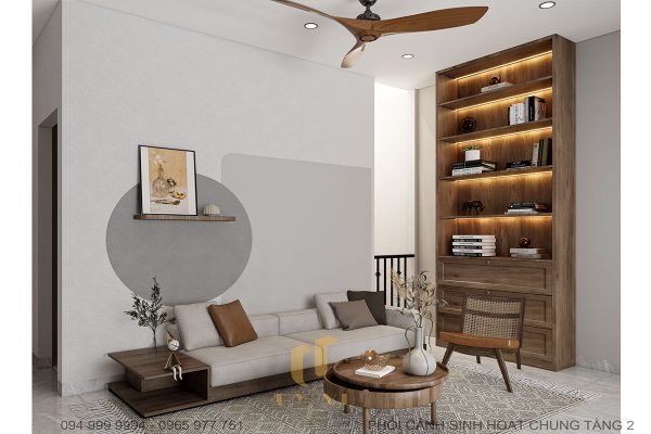 Không gian tinh tế với sofa trắng và vật dụng trang trí phù hợp