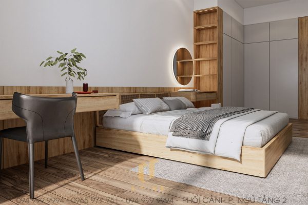 Phối cảnh nhà chú Lanh - Phòng ngủ tầng 2