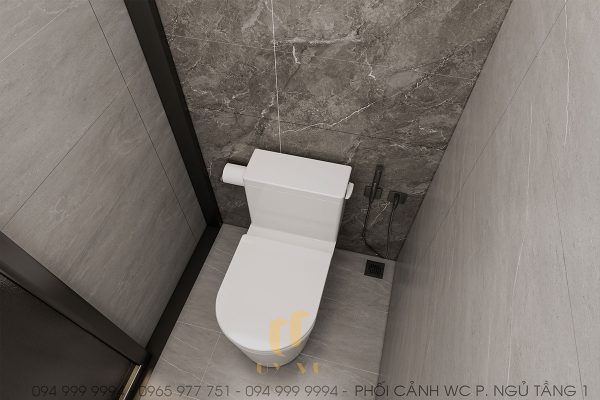 Phối cảnh nhà chú Lanh - WC tầng 1