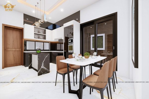 Phối cảnh phòng bếp ăn biệt thự chị Thương