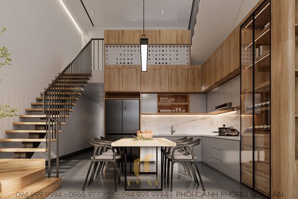 Phối cảnh phòng bếp ăn nhà chú Lanh