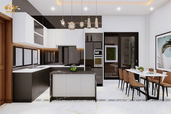 Phối cảnh phòng bếp biệt thự chị Thương