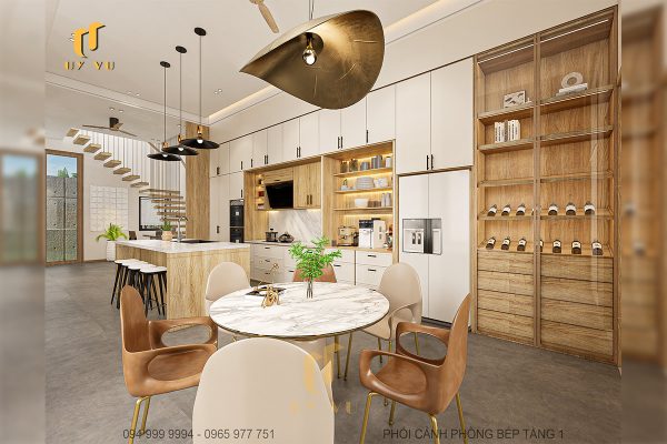 Phối cảnh phòng bếp tầng 1
