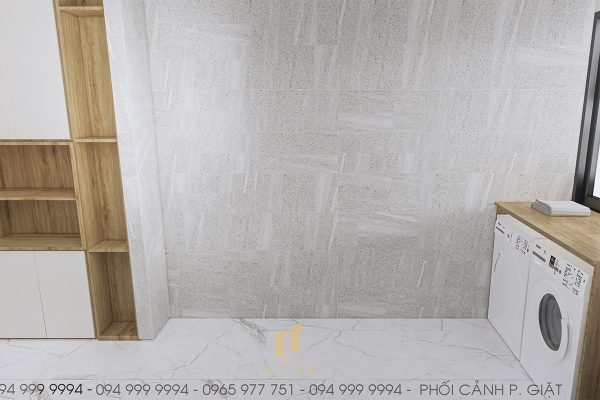 Khu vực để máy giặt gọn gàng