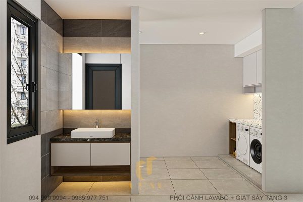 Phối cảnh phòng giặt sấy nhà anh Hợp