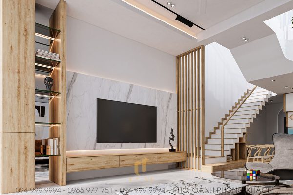 Phối cảnh phòng khách tầng 1