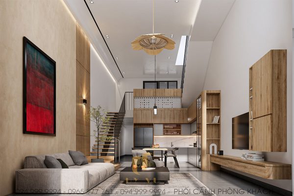 Phối cảnh phòng khách nhà chú Lanh