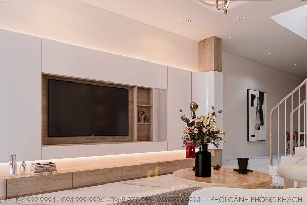 Không gian phòng khách L'House 3 tầng Đà Nẵng lãng mạn, tinh tế