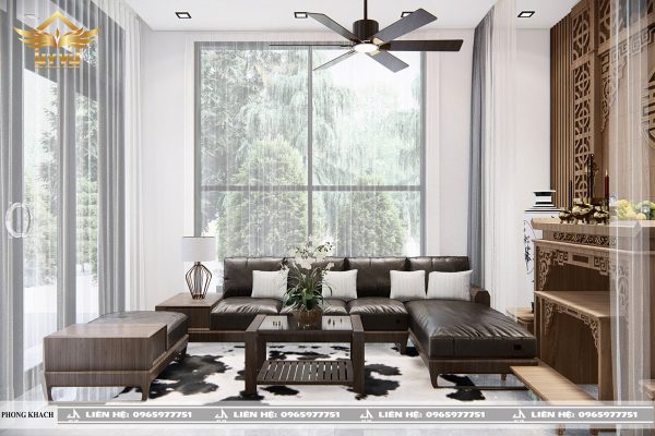 Phối cảnh phòng khách view 2 biệt thự chị Tuyết
