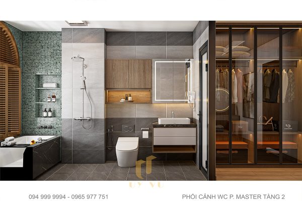 Phối cảnh mặt cắt phòng Master nhà anh Hợp