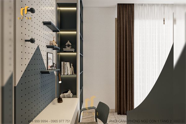 Phối cảnh phòng ngủ con 1 tầng 2 đa năng