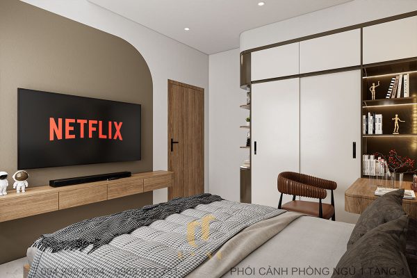 Phòng ngủ đơn giản, gọn gàng tại nhà phố P'House 3 tầng hiện đại Đà Nẵng