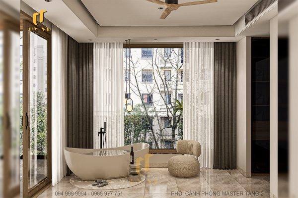 Phối cảnh phòng tắm Master tầng 2 nhà chị Diễm