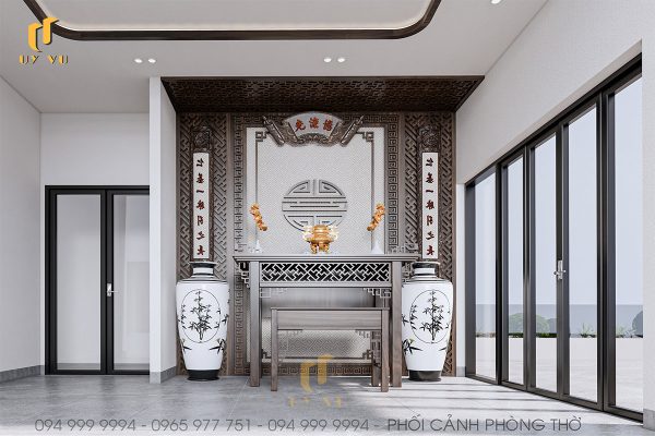 Phối cảnh phòng thờ biệt thự anh Vỹ