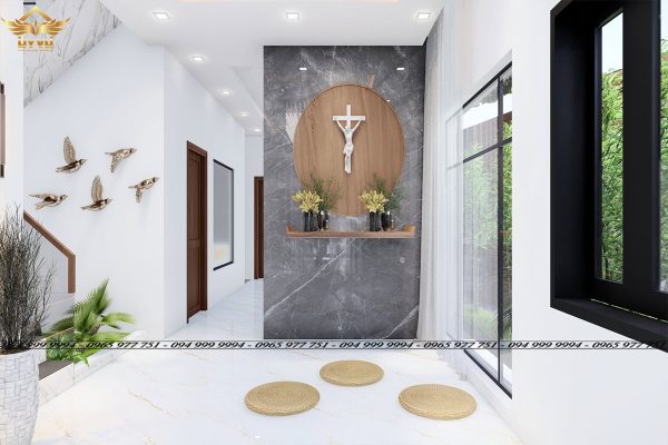Phối cảnh phòng thờ biệt thự chị Thương