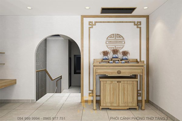 Phối cảnh phòng thờ tầng thượng nhà anh Hợp