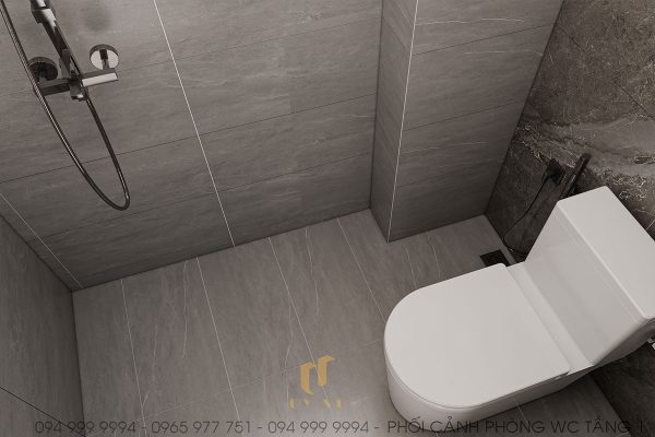Phối cảnh phòng wc tầng 1 - công trình nhà chú Lanh