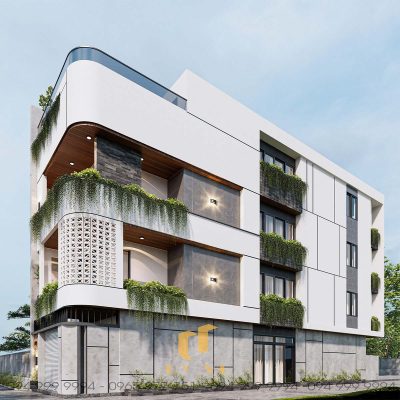 Nhà phố xanh hiện đại - Nhà anh Sơn Phối cảnh thiết kế mặt tiền nhà anh Sơn