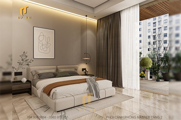 Phối cảnh trong phòng Master tầng 2 nhà chị Diễm
