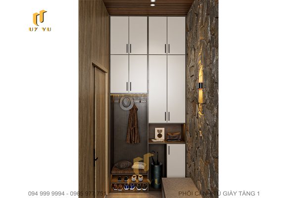 Phối cảnh tủ giày tầng 1