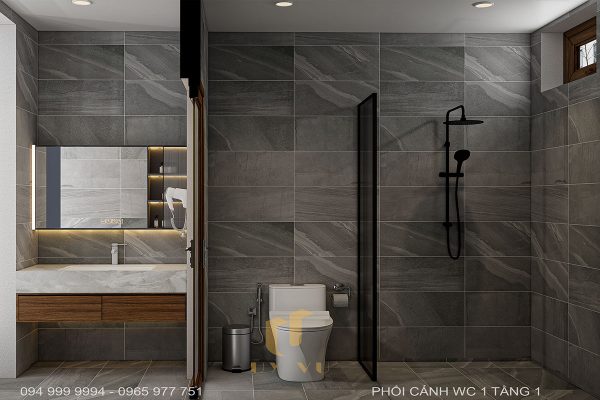 Phối cảnh nhà anh Tiến - WC1 tầng 1