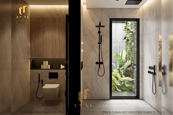 Phối cảnh WC Master tầng 2 biệt thự nhà chị Diễm