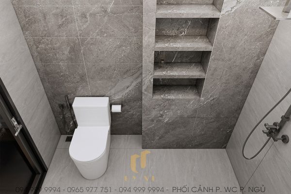 Phối cảnh WC phòng ngủ t2 nhà chú Lanh