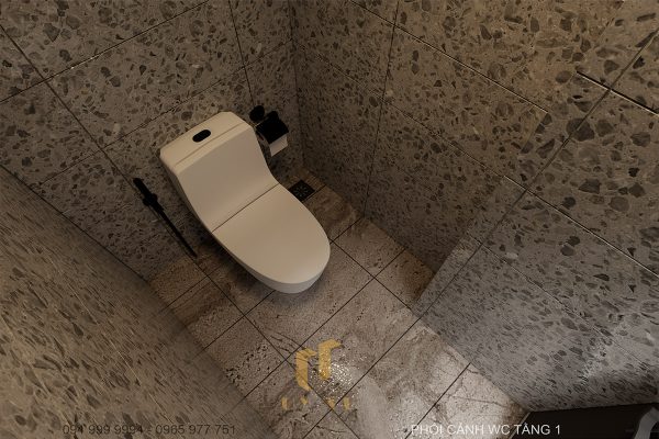 WC tầng 1 được thiết kế nhỏ gọn, sạch sẽ