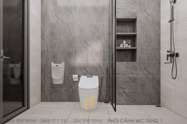 Không gian WC tầng 1 hiện đại