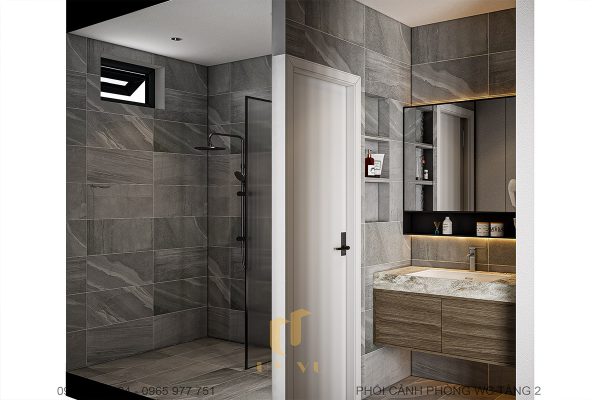 Biệt thự anh Nhân - Không gian wc tầng 2