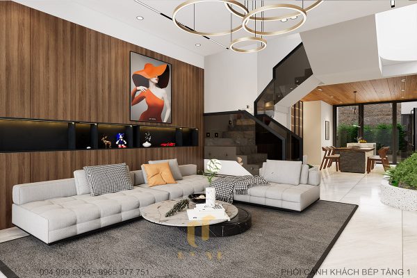 Phòng khách T'House 3 tầng Đà Nẵng cá tính