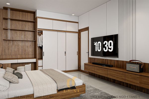 Phối cảnh nhà anh Tiến - phòng ngủ 1 - tầng 1