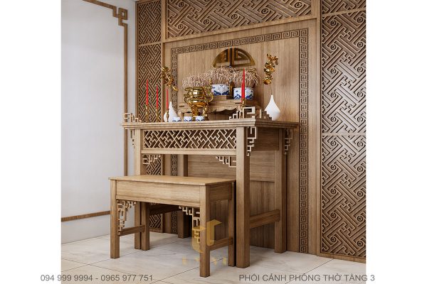 Khu vực bàn thờ tại tầng 3 nhà phố P'House 3 tầng hiện đại Đà Nẵng