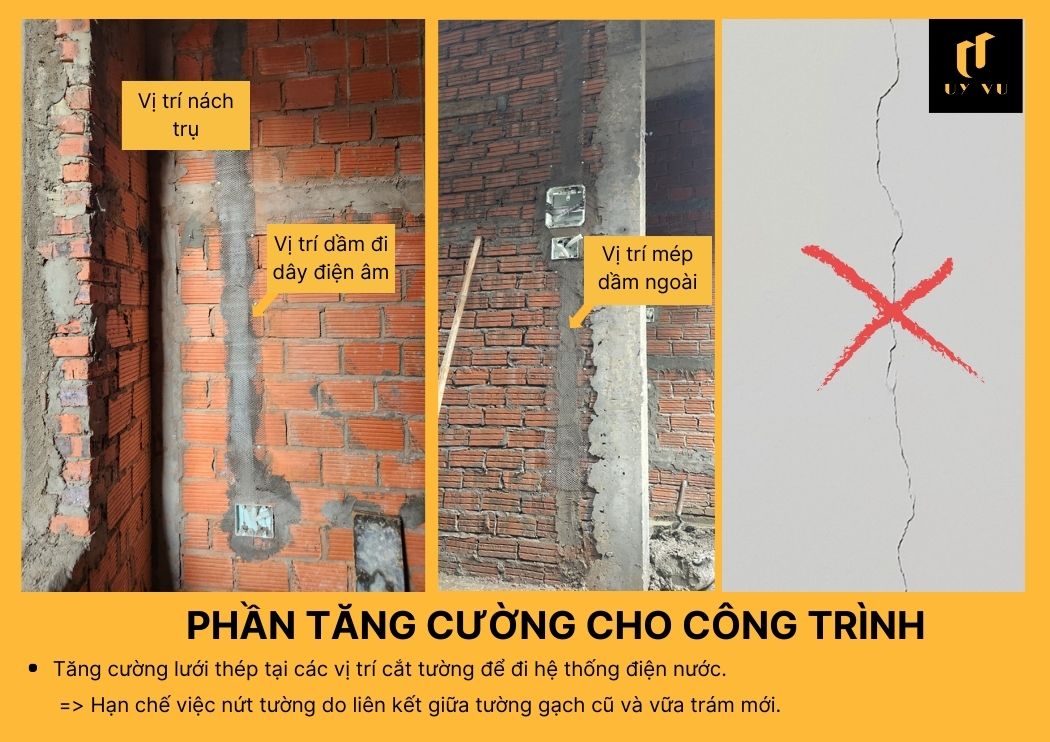 BÁO GIÁ XÂY DỰNG PHẦN THÔ TẠI ĐÀ NẴNG Tăng cường lưới thép tại các vị trí cắt tường