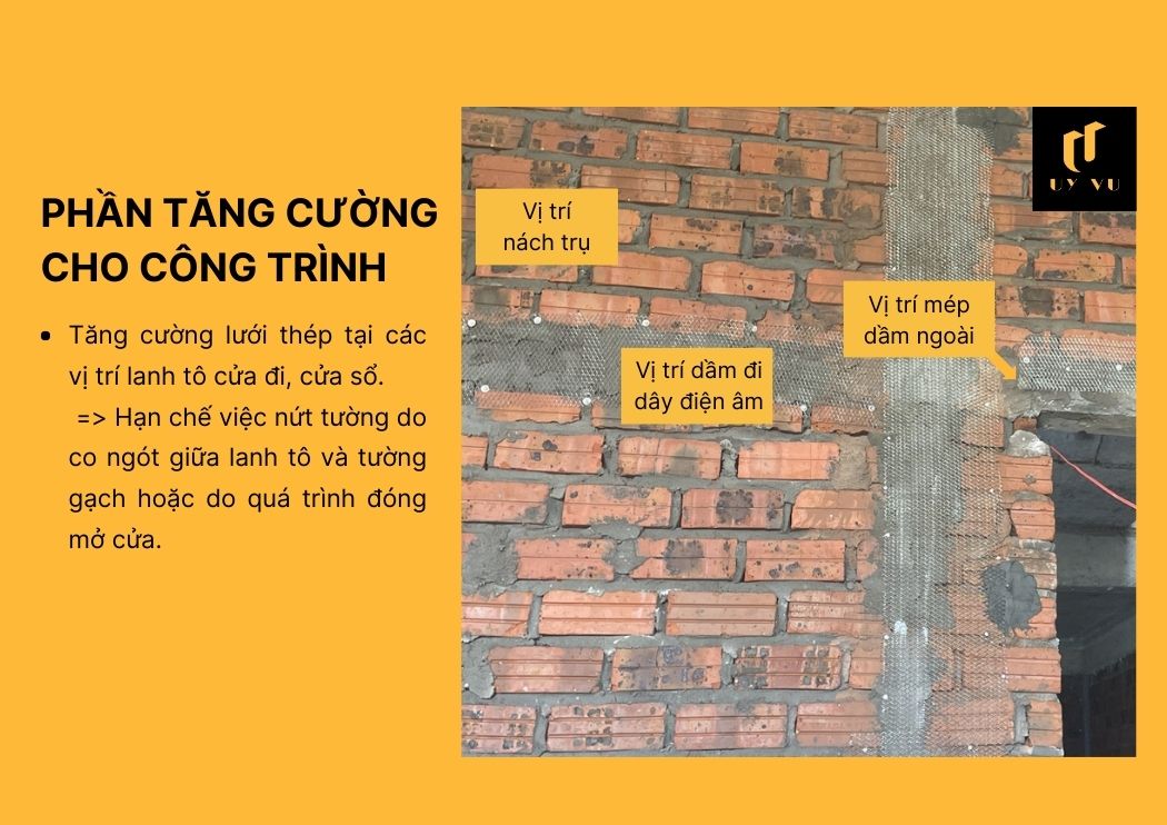 BÁO GIÁ XÂY DỰNG PHẦN THÔ TẠI ĐÀ NẴNG Tăng cường lưới thép tại các vị trí lanh tô cửa đi, cửa sổ