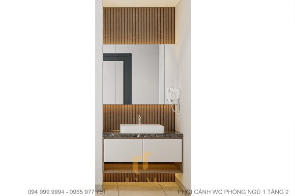 WC trong phòng ngủ 1 T2 - phối cảnh nhà anh Hợp