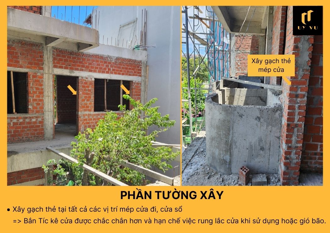 BÁO GIÁ XÂY DỰNG PHẦN THÔ TẠI ĐÀ NẴNG Xây gạch thẻ tại tất cả các vị trí mép cửa