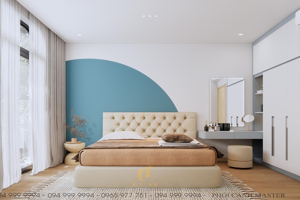 Bàn trang điểm được bố trí ở đầu giường