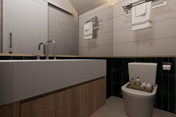 WC được bố trí đầy đủ tiện nghi