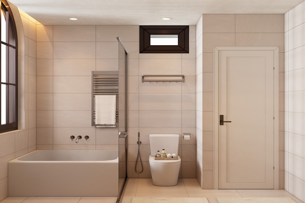 Khu vực tắm và khu vực vệ sinh được ngăn cách riêng biệt, tạo sự khô ráo, sạch sẽ