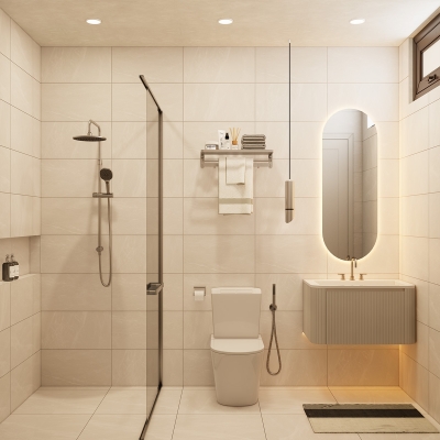 Không gian WC tầng 3 nhà anh Bảo