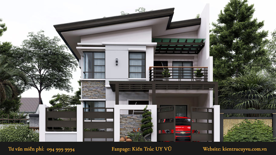 Mẫu nhà 2 tầng mái lệch đẹp ấn tượng, giúp tôi ưu không gian sống