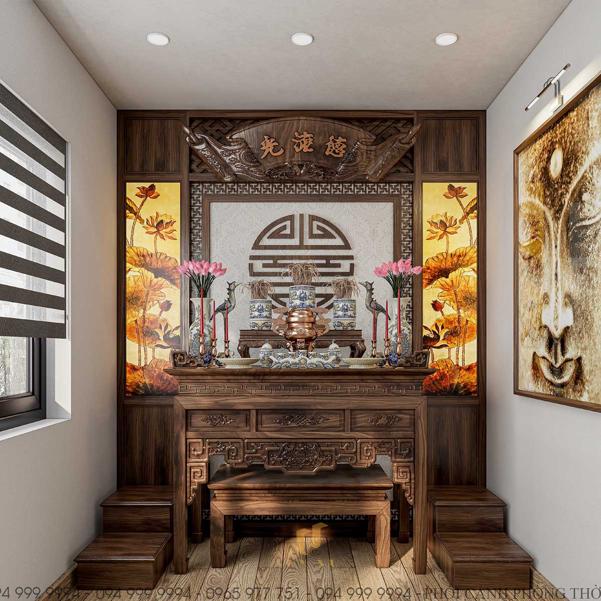 Sang trọng, độc đáo với nhà anh Lò Văn Hải Không gian phòng thờ tại VH’s House