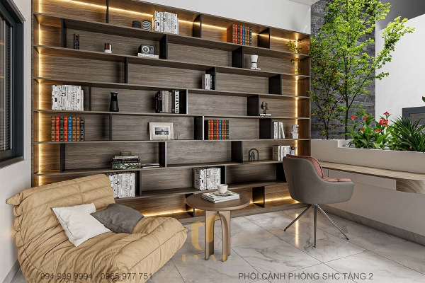 Phối cảnh phòng sinh hoạt chung tầng 2