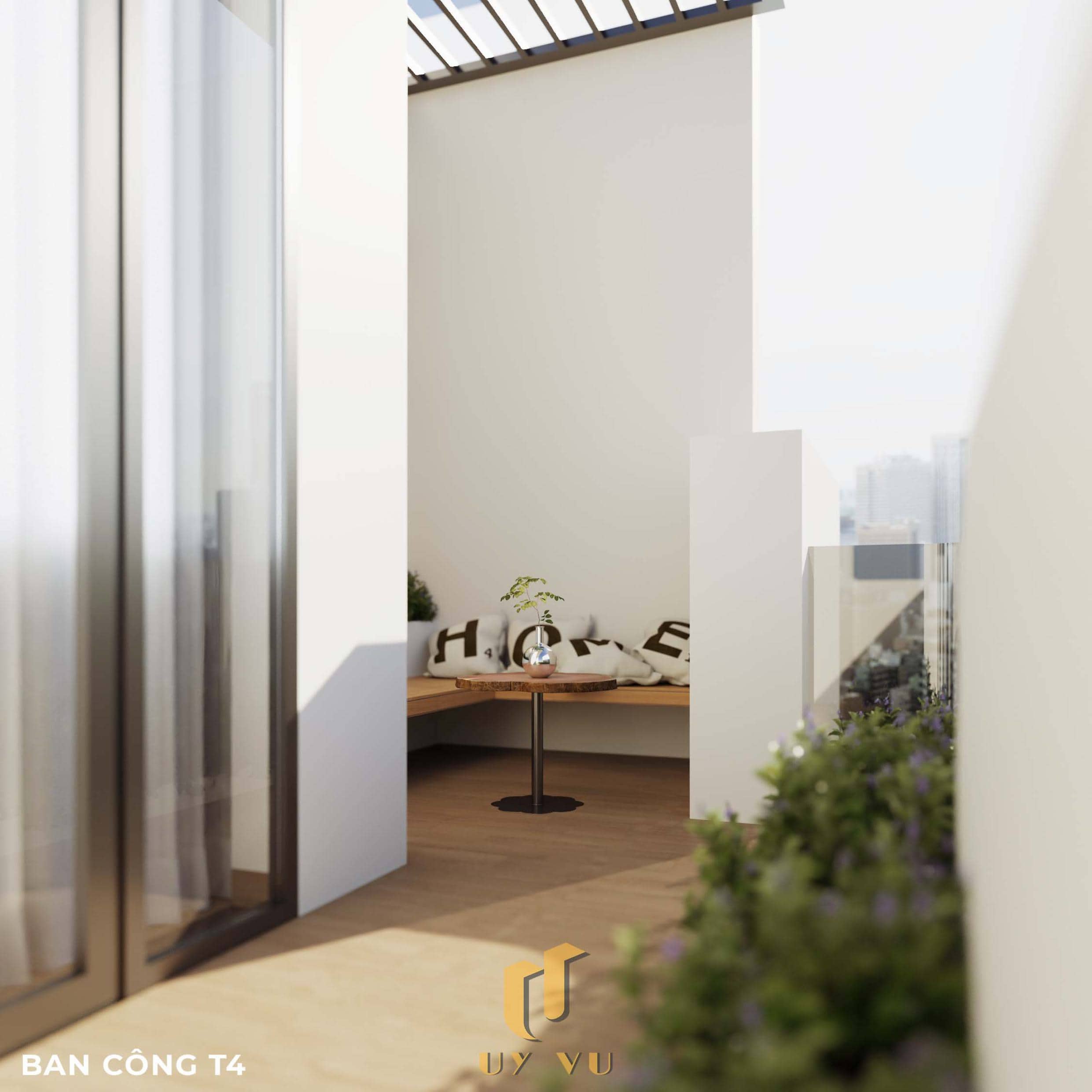 Nhà Chị Xuân Đà Nẵng | Hiện Đại, Tinh Tế Và Đầy Cảm Xúc Phối cảnh ban công tầng 4 nhà chị Xuân Đà Nẵng