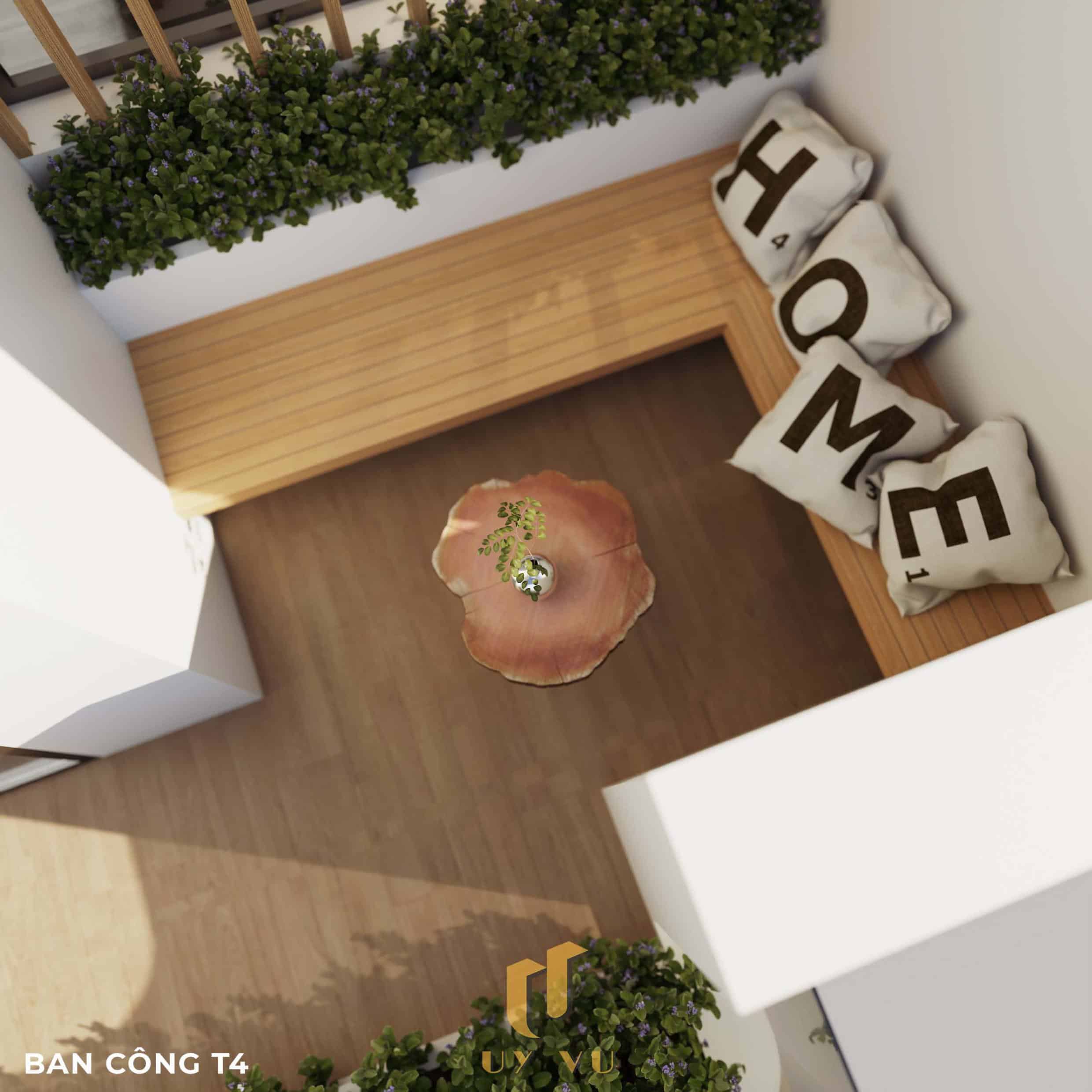 Nhà Chị Xuân Đà Nẵng | Hiện Đại, Tinh Tế Và Đầy Cảm Xúc Phối cảnh ban công tầng 4 nhà chị Xuân Đà Nẵng