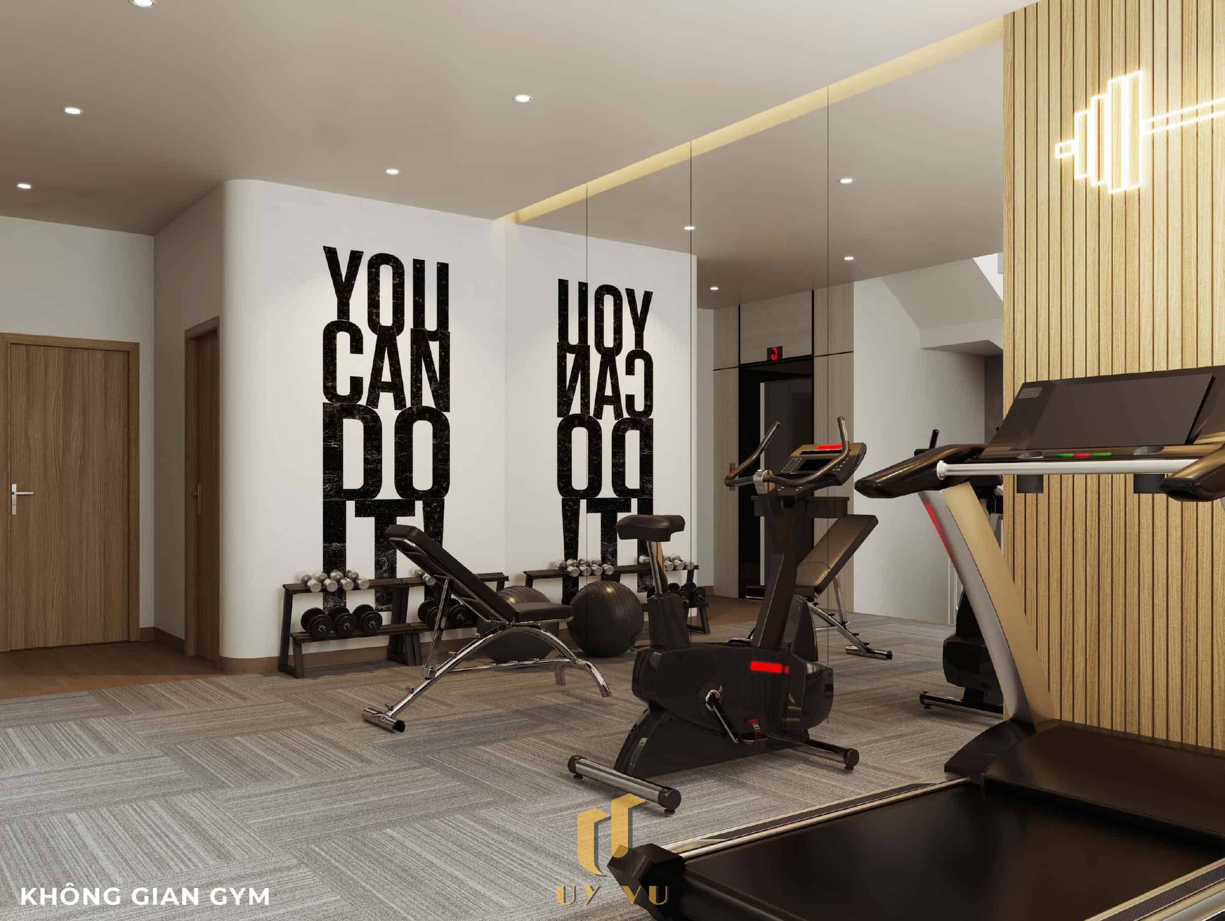 Nhà Chị Xuân Đà Nẵng | Hiện Đại, Tinh Tế Và Đầy Cảm Xúc Phối cảnh không gian gym nhà chị Xuân Đà Nẵng